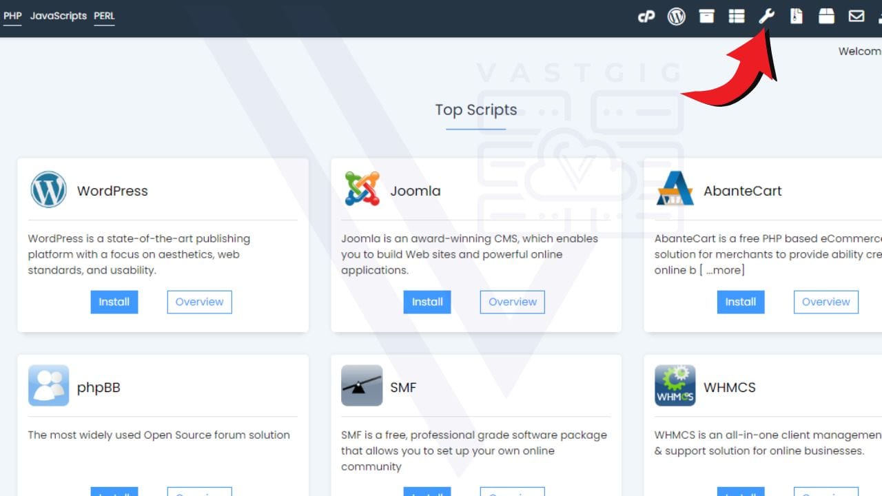 cPanel > Softaculous > settings